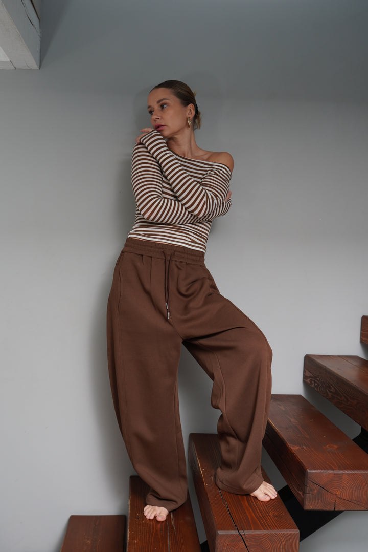 Kokvilnas bikses “Wide-leg”